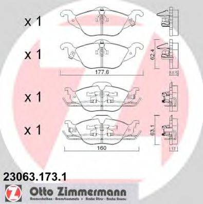 Комплект тормозных колодок, дисковый тормоз ZIMMERMANN 23063.173.1 Комплект тормозных колодок, дисковый тормоз ZIMMERMANN 23063.173.1