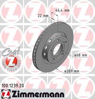 Тормозной диск ZIMMERMANN 100.1239.20 Тормозной диск ZIMMERMANN 100.1239.20