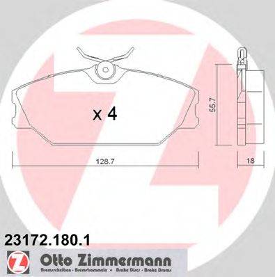 Комплект тормозных колодок, дисковый тормоз ZIMMERMANN 23172.180.1 Комплект тормозных колодок, дисковый тормоз ZIMMERMANN 23172.180.1