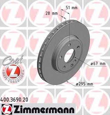 Тормозной диск ZIMMERMANN 400.3690.20 Тормозной диск ZIMMERMANN 400.3690.20