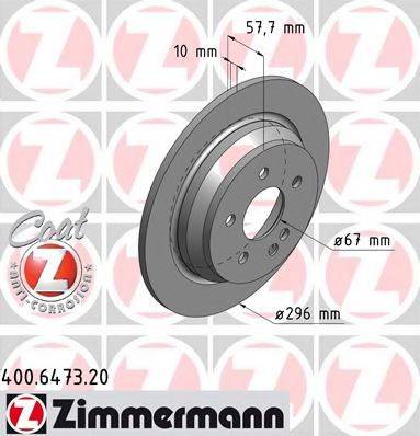 Тормозной диск ZIMMERMANN 400.6473.20 Тормозной диск ZIMMERMANN 400.6473.20