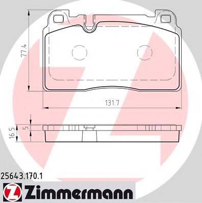 Комплект тормозных колодок, дисковый тормоз ZIMMERMANN 25643.170.1 Комплект тормозных колодок, дисковый тормоз ZIMMERMANN 25643.170.1