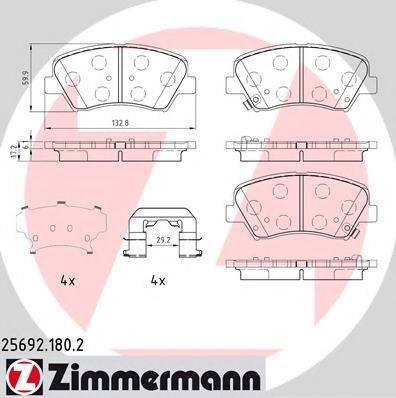 Комплект тормозных колодок, дисковый тормоз ZIMMERMANN 25692.180.2 Комплект тормозных колодок, дисковый тормоз ZIMMERMANN 25692.180.2