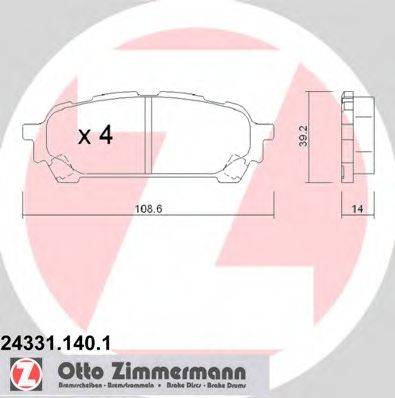 Комплект тормозных колодок, дисковый тормоз ZIMMERMANN 24331.140.1 Комплект тормозных колодок, дисковый тормоз ZIMMERMANN 24331.140.1