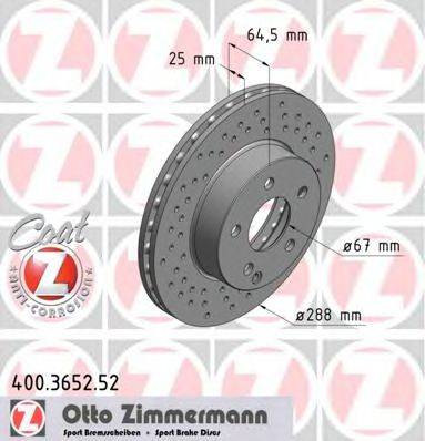 Тормозной диск ZIMMERMANN 400.3652.52 Тормозной диск ZIMMERMANN 400.3652.52
