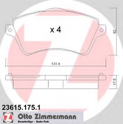 Комплект тормозных колодок, дисковый тормоз ZIMMERMANN 23615.175.1 Комплект тормозных колодок, дисковый тормоз ZIMMERMANN 23615.175.1