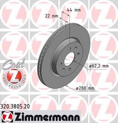 Тормозной диск ZIMMERMANN 320.3805.20 Тормозной диск ZIMMERMANN 320.3805.20