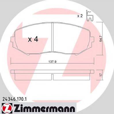 Комплект тормозных колодок, дисковый тормоз ZIMMERMANN 24346.170.1 Комплект тормозных колодок, дисковый тормоз ZIMMERMANN 24346.170.1