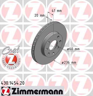 Тормозной диск ZIMMERMANN 430.1454.20 Тормозной диск ZIMMERMANN 430.1454.20