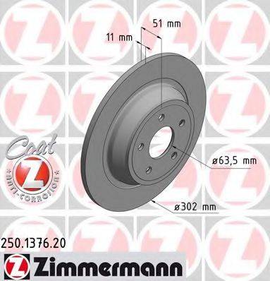 Тормозной диск ZIMMERMANN 250.1376.20 Тормозной диск ZIMMERMANN 250.1376.20