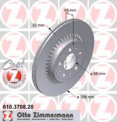 Тормозной диск ZIMMERMANN 610.3708.20 Тормозной диск ZIMMERMANN 610.3708.20