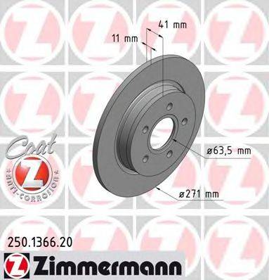 Тормозной диск ZIMMERMANN 250.1366.20 Тормозной диск ZIMMERMANN 250.1366.20