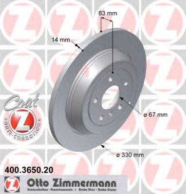 Тормозной диск ZIMMERMANN 400.3650.20 Тормозной диск ZIMMERMANN 400.3650.20