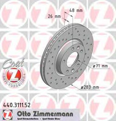 Тормозной диск ZIMMERMANN 440.3111.52 Тормозной диск ZIMMERMANN 440.3111.52