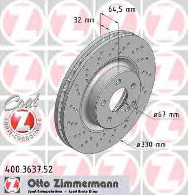Тормозной диск ZIMMERMANN 400.3637.52 Тормозной диск ZIMMERMANN 400.3637.52