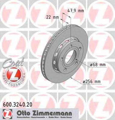 Тормозной диск ZIMMERMANN 600.3240.20 Тормозной диск ZIMMERMANN 600.3240.20
