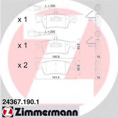 Комплект тормозных колодок, дисковый тормоз ZIMMERMANN 24367.190.1 Комплект тормозных колодок, дисковый тормоз ZIMMERMANN 24367.190.1