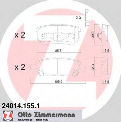 Комплект тормозных колодок, дисковый тормоз ZIMMERMANN 24014.155.1 Комплект тормозных колодок, дисковый тормоз ZIMMERMANN 24014.155.1
