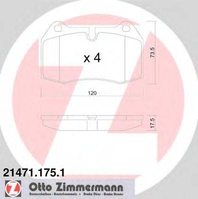 Комплект тормозных колодок, дисковый тормоз ZIMMERMANN 21471.175.1 Комплект тормозных колодок, дисковый тормоз ZIMMERMANN 21471.175.1
