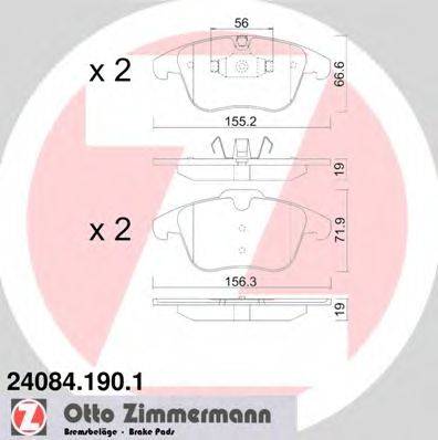 Комплект тормозных колодок, дисковый тормоз ZIMMERMANN 24084.190.1 Комплект тормозных колодок, дисковый тормоз ZIMMERMANN 24084.190.1