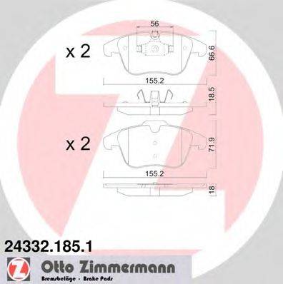 Комплект тормозных колодок, дисковый тормоз ZIMMERMANN 24332.185.1 Комплект тормозных колодок, дисковый тормоз ZIMMERMANN 24332.185.1