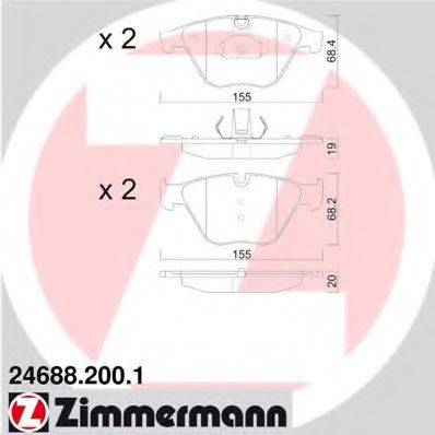Комплект тормозных колодок, дисковый тормоз ZIMMERMANN 24688.200.1 Комплект тормозных колодок, дисковый тормоз ZIMMERMANN 24688.200.1