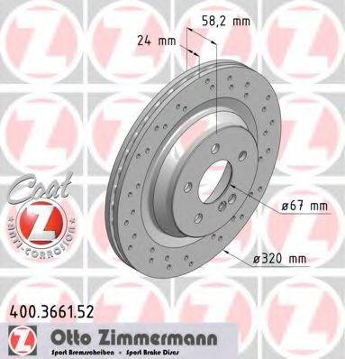 Тормозной диск ZIMMERMANN 400.3661.52 Тормозной диск ZIMMERMANN 400.3661.52