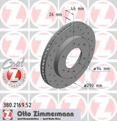 Тормозной диск ZIMMERMANN 380.2169.52 Тормозной диск ZIMMERMANN 380.2169.52