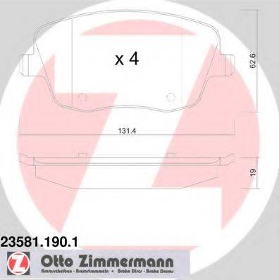 Комплект тормозных колодок, дисковый тормоз ZIMMERMANN 23581.190.1 Комплект тормозных колодок, дисковый тормоз ZIMMERMANN 23581.190.1