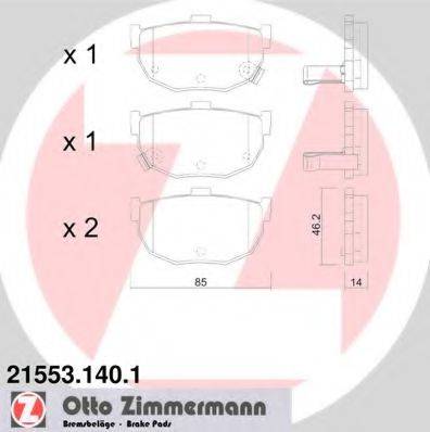Комплект тормозных колодок, дисковый тормоз ZIMMERMANN 21553.140.1 Комплект тормозных колодок, дисковый тормоз ZIMMERMANN 21553.140.1