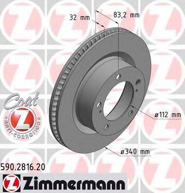 Тормозной диск ZIMMERMANN 590.2816.20 Тормозной диск ZIMMERMANN 590.2816.20