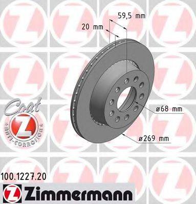 Тормозной диск ZIMMERMANN 100.1227.20 Тормозной диск ZIMMERMANN 100.1227.20