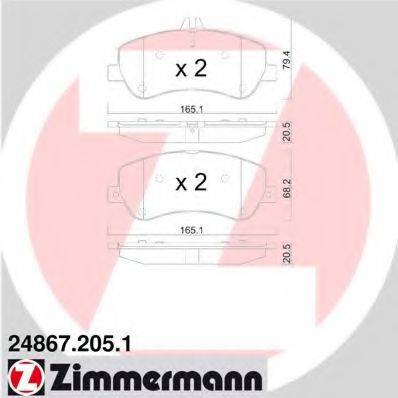 Комплект тормозных колодок, дисковый тормоз ZIMMERMANN 24867.205.1 Комплект тормозных колодок, дисковый тормоз ZIMMERMANN 24867.205.1