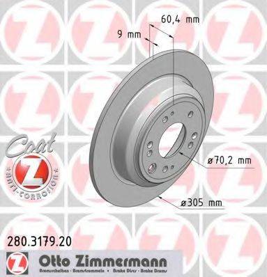 Тормозной диск ZIMMERMANN 280.3179.20 Тормозной диск ZIMMERMANN 280.3179.20