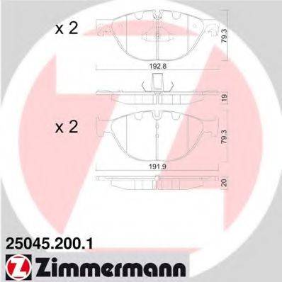 Комплект тормозных колодок, дисковый тормоз ZIMMERMANN 25045.200.1 Комплект тормозных колодок, дисковый тормоз ZIMMERMANN 25045.200.1