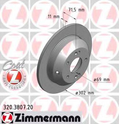 Тормозной диск ZIMMERMANN 320.3807.20 Тормозной диск ZIMMERMANN 320.3807.20