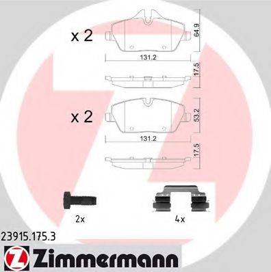 Комплект тормозных колодок, дисковый тормоз ZIMMERMANN 23915.175.3 Комплект тормозных колодок, дисковый тормоз ZIMMERMANN 23915.175.3