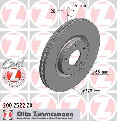Тормозной диск ZIMMERMANN 200.2522.20 Тормозной диск ZIMMERMANN 200.2522.20