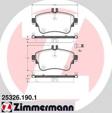 Комплект тормозных колодок, дисковый тормоз ZIMMERMANN 25326.190.1 Комплект тормозных колодок, дисковый тормоз ZIMMERMANN 25326.190.1