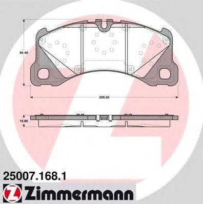 Комплект тормозных колодок, дисковый тормоз ZIMMERMANN 25007.168.1 Комплект тормозных колодок, дисковый тормоз ZIMMERMANN 25007.168.1