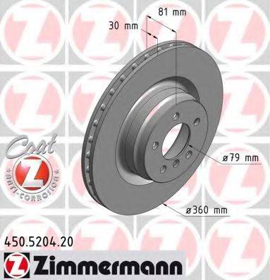 Тормозной диск ZIMMERMANN 450.5204.20 Тормозной диск ZIMMERMANN 450.5204.20