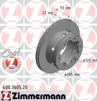Тормозной диск ZIMMERMANN 400.3605.20 Тормозной диск ZIMMERMANN 400.3605.20