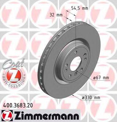 Тормозной диск ZIMMERMANN 400.3683.20 Тормозной диск ZIMMERMANN 400.3683.20