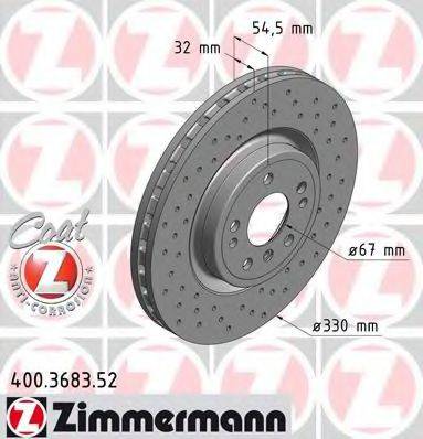 Тормозной диск ZIMMERMANN 400.3683.52 Тормозной диск ZIMMERMANN 400.3683.52