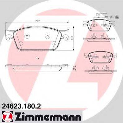 Комплект тормозных колодок, дисковый тормоз ZIMMERMANN 24623.180.2 Комплект тормозных колодок, дисковый тормоз ZIMMERMANN 24623.180.2
