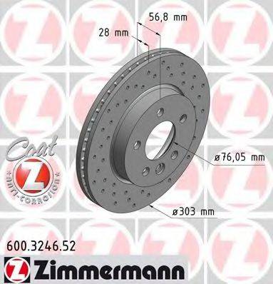 Тормозной диск ZIMMERMANN 600.3246.52 Тормозной диск ZIMMERMANN 600.3246.52